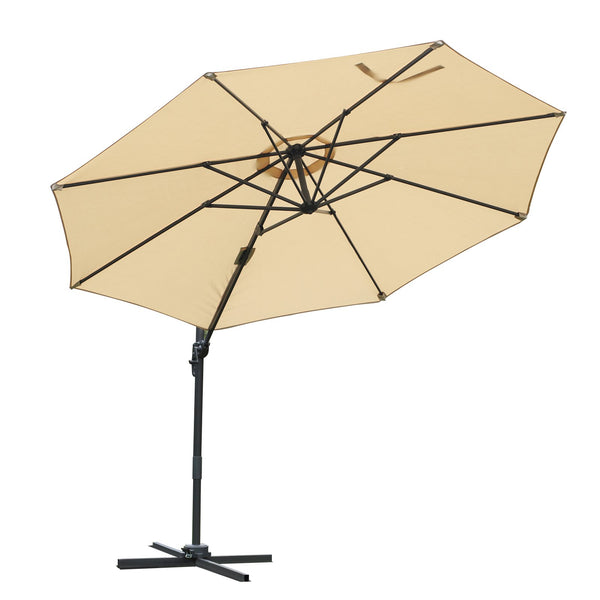 online Parasol de jardin aluminium décentralisé Ø2,95x2,5m 360° Beige