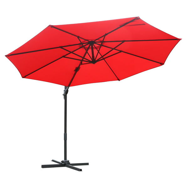 Parasol de jardin aluminium décentralisé Ø2,95x2,5m 360° Rouge sconto