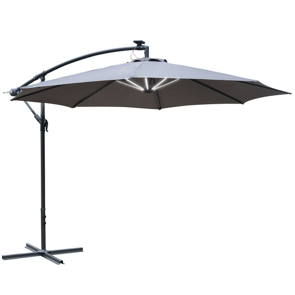 Parasol de Jardin Décentralisé Ø2,95m en Acier Gris et Noir acquista