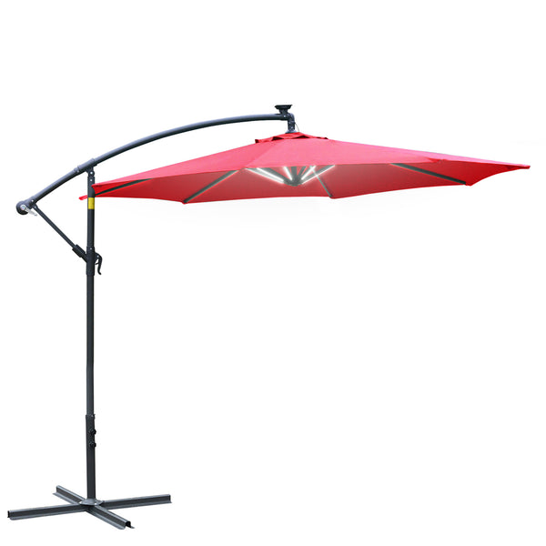 prezzo Parasol de Jardin Décentralisé Ø2,95m à Led Énergie Solaire Rouge Foncé