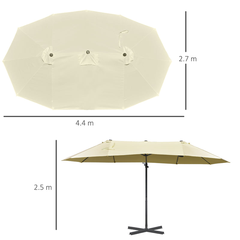 Ombrellone da Giardino Doppio 440x270x250 cm in Acciaio e Poliestere Crema-3