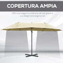 Ombrellone da Giardino Doppio 440x270x250 cm in Acciaio e Poliestere Crema-4