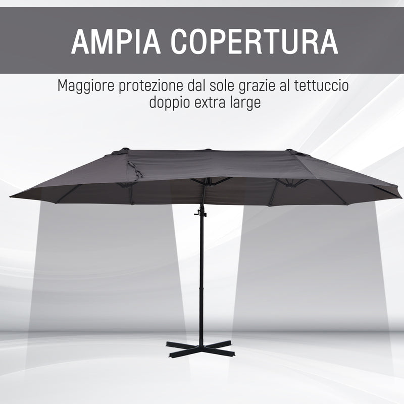 Ombrellone da Giardino 270x460x250 cm  Begsun Grigio-5