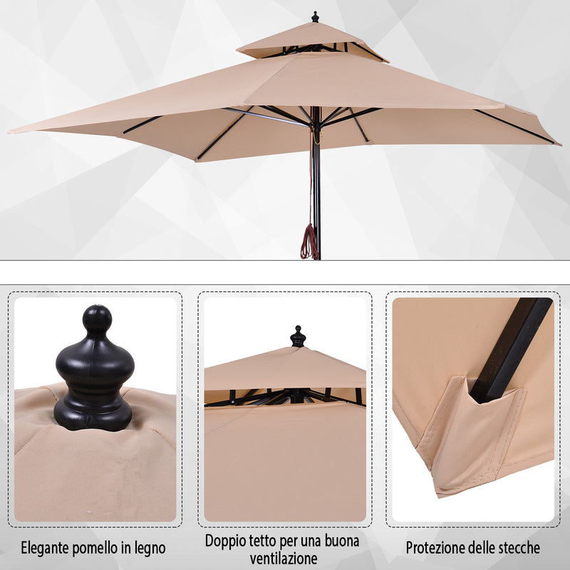 Ombrellone da Giardino  3x3m in Metallo e Poliestere Beige e Nero-7