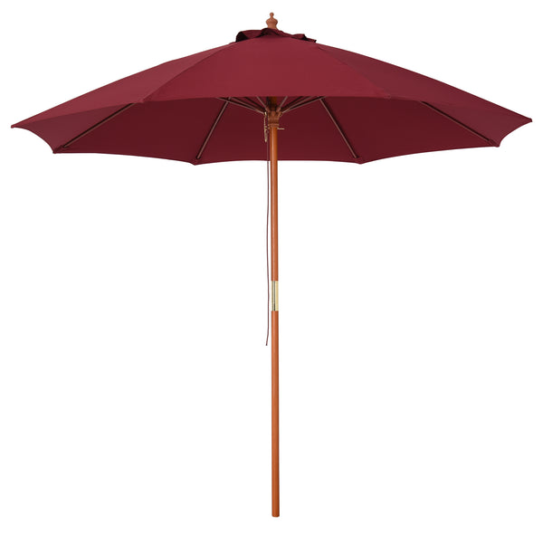 Parasol de jardin Ø2,57 m Mât Ø38 mm en Bois et Polyester Rouge sconto