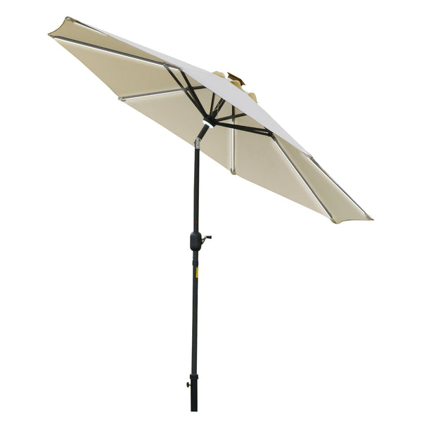 acquista Parasol de Jardin avec Eclairage LED et Panneau Solaire Ø2,66m en Métal et Polyester Blanc Crème