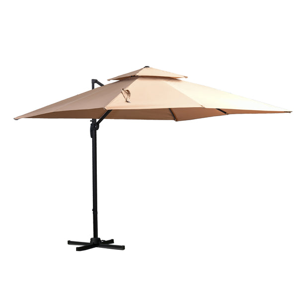 Parasol de jardin 2,94x2,94m en Aluminium et Polyester Kaki online