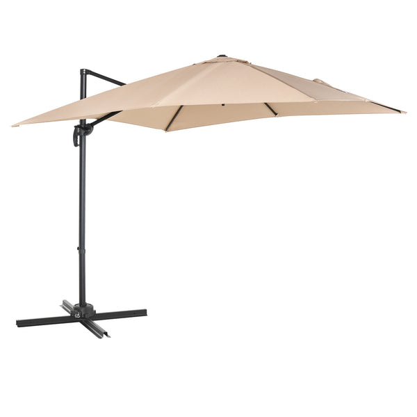 online Parasol de Jardin Décentralisé 2,68x2,68m en Aluminium Kaki et Polyester