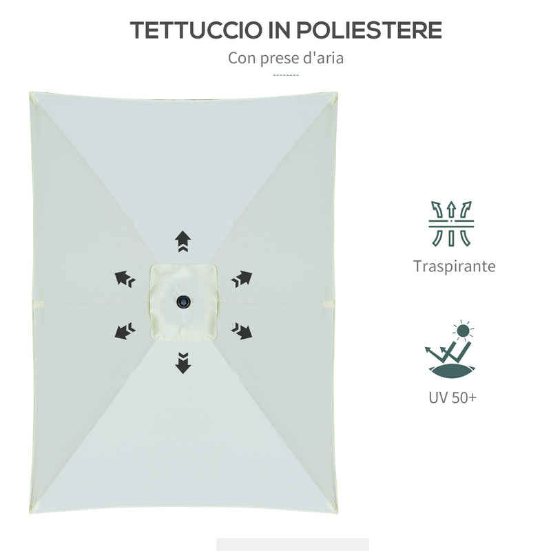 Ombrellone da Giardino 200x300 cm in Alluminio e Poliestere Beige-7