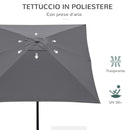 Ombrellone da Giardino 200x300 cm in Alluminio e Poliestere Grigio-7