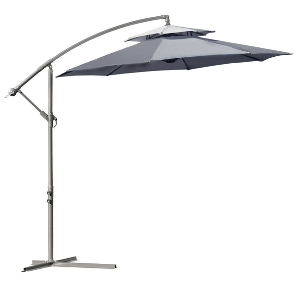 Parasol de Jardin Décentralisé Ø267x265 cm en Acier et Polyester Gris sconto