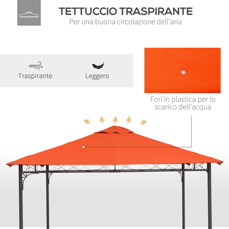 Tetto di Ricambio per Gazebo da Giardino 3x3 m in Poliestere  Morgan Arancione-6