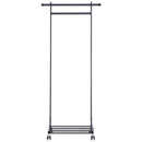 Stander Appendiabiti con Ripiano in Metallo Nero 68x41x155 cm -5