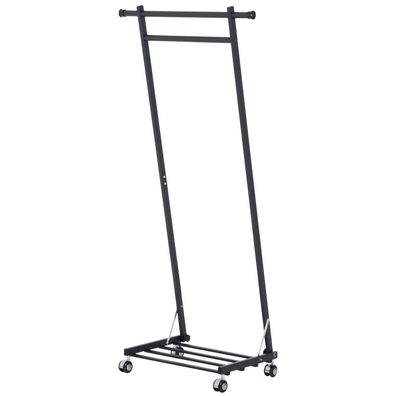 Stander Appendiabiti con Ripiano in Metallo Nero 68x41x155 cm -6