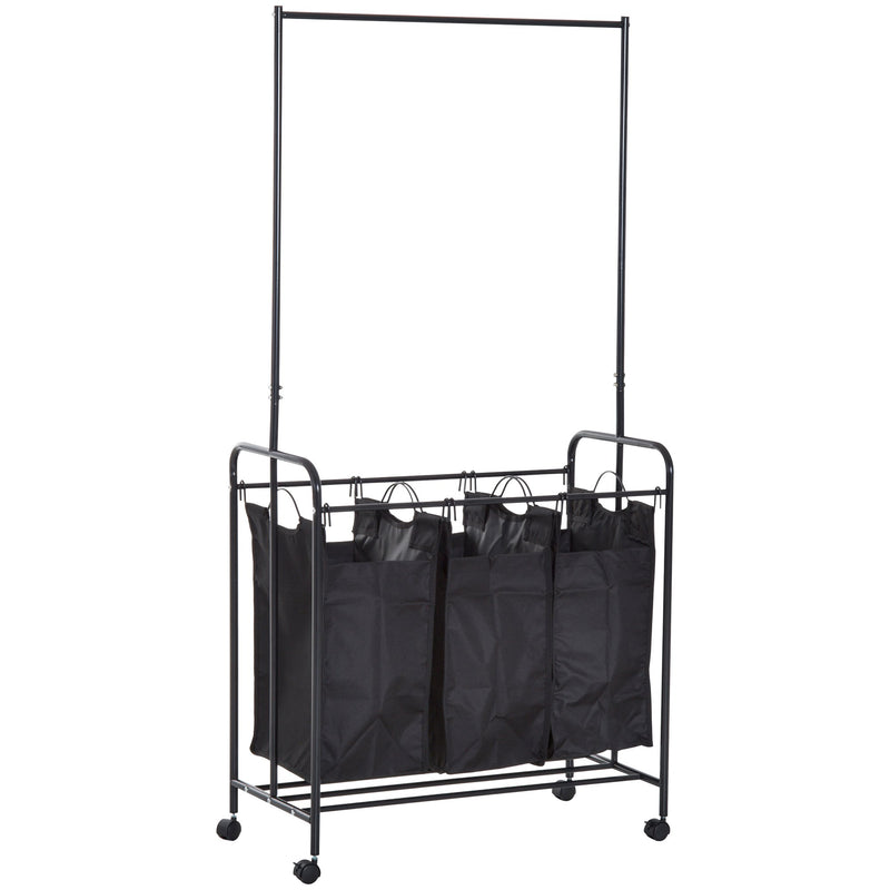 Stender Appendiabiti con Carrello Lavanderia Nero 84x41x172 cm -1