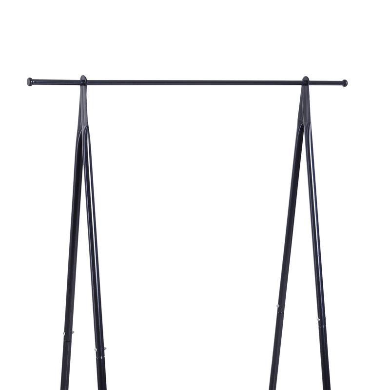 Stander Appendiabiti con 2 Ripiani Scarpiera in Acciaio Robusto Nero 100x46x148 cm -4