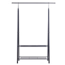 Stander Appendiabiti con 2 Ripiani Scarpiera in Acciaio Robusto Nero 100x46x148 cm -9