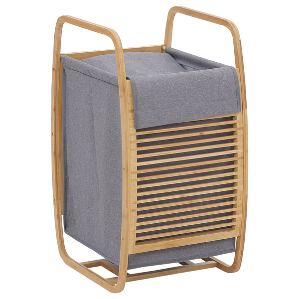 Panier à Linge Bambou 38,5x46,5x75 cm Sac Tissu Gris acquista