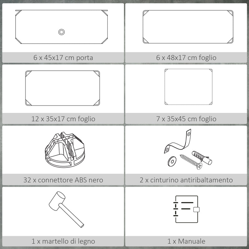 Scarpiera Modulare 45x36,5x108 cm 6 Cubi in Plastica e Acciaio Bianco-6