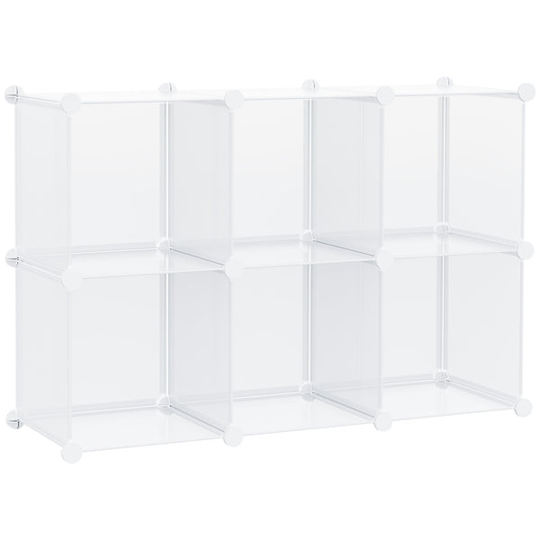 online Étagère à Chaussures Modulable 94,5x32x162 cm 6 Cubes en Plastique Transparent et Acier