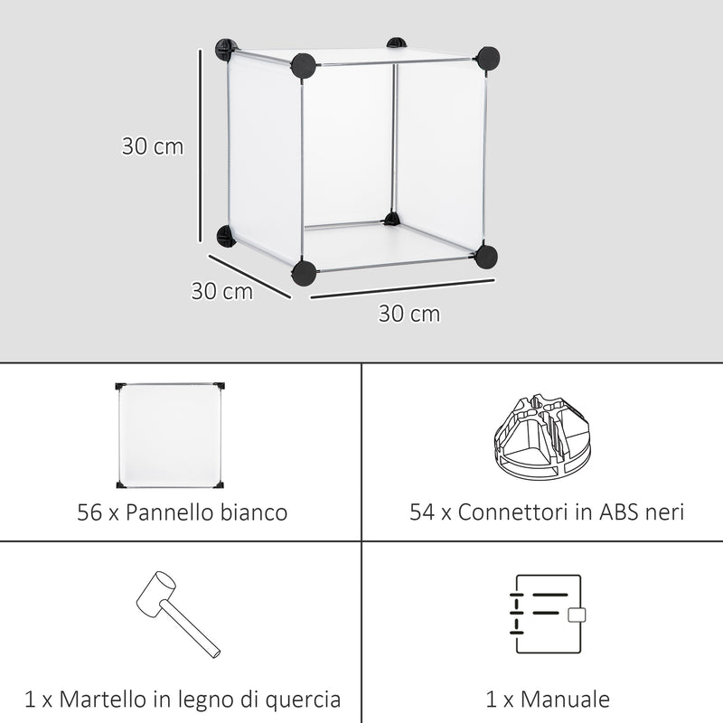 Scarpiera Modulare 125x32x125 cm 16 Cubi in Plastica e Acciaio Trasparente-6