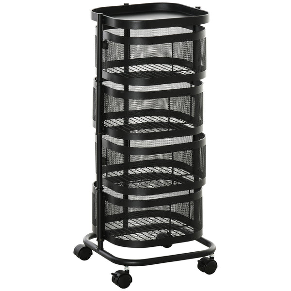 acquista Desserte Cuisine 4 Paniers 1 Étagère 33x33x77 cm avec Roues Acier Noir