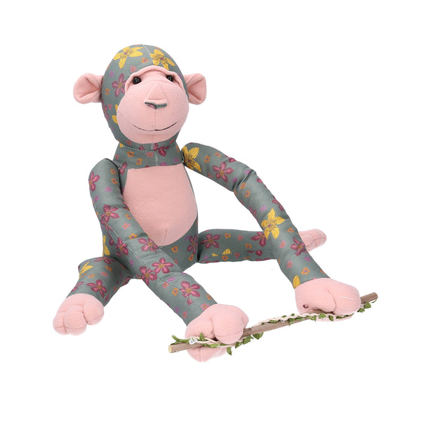 Marionnette en tissu singe avec fleurs 30x33xh25 cm sconto