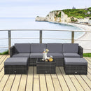 Set Salotto da Giardino Divano 2 Pouf e Tavolino in Rattan Grigio-2