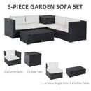 Set Salotto da Giardino Divano Angolare e Tavolino in Rattan Nero e Crema-4