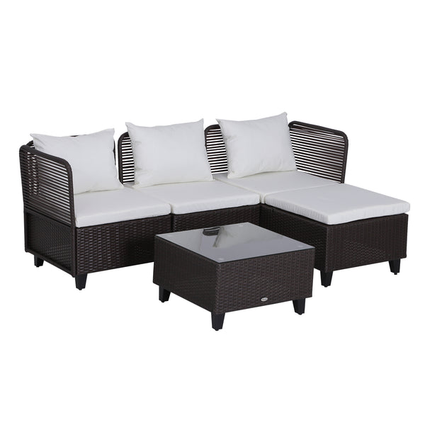 prezzo Ensemble salon de jardin en rotin synthétique canapé ottoman et table basse marron