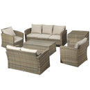 Set Salotto da Giardino 2 Divani 2 Poltrone Tavolino e Tavolo Contenitore in Rattan Beige-1