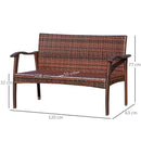 Divano 2 Posti da Giardino 120x63x77 cm in Rattan con Cuscini Marrone e Cachi-3