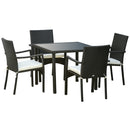 Set  Tavolo con 4 Sedie da Giardino in Rattan Nero-1