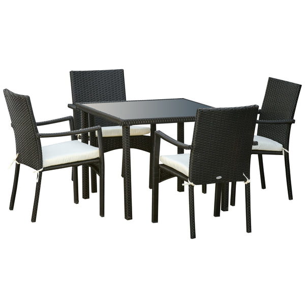 Ensemble table et 4 chaises de jardin en rotin noir prezzo