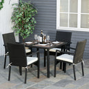 Set  Tavolo con 4 Sedie da Giardino in Rattan Nero-2