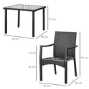 Set  Tavolo con 4 Sedie da Giardino in Rattan Nero-3