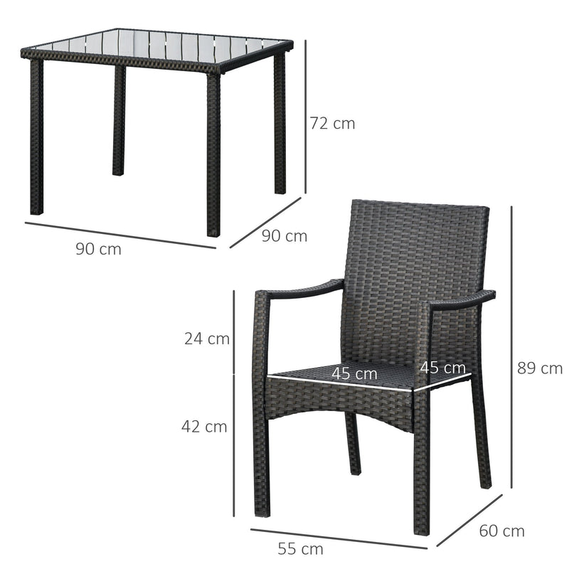 Set  Tavolo con 4 Sedie da Giardino in Rattan Nero-3