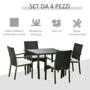 Set  Tavolo con 4 Sedie da Giardino in Rattan Nero-4