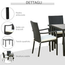 Set  Tavolo con 4 Sedie da Giardino in Rattan Nero-5