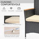 Set Tavolo e 6 Sedie Pieghevoli da Giardino con Cuscini Morbidi in PE Rattan e Legno Nero-4