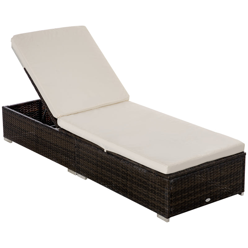 Lettino Prendisole 195x68x30 cm in Rattan Marrone-1