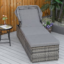 Lettino Prendisole 195x65x40 cm in Rattan Grigio-2