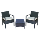 Set Salotto da Giardino 2 Poltroncine e Tavolino con Cuscini Rattan Sintetico Nero -1