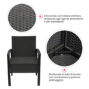 Set Salotto da Giardino 2 Poltroncine e Tavolino con Cuscini Rattan Sintetico Nero -4