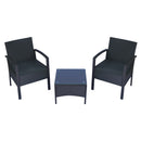 Set Salotto da Giardino 2 Poltroncine e Tavolino con Cuscini Rattan Sintetico Nero -8