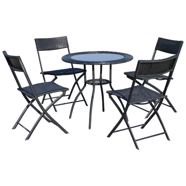 Ensemble de table basse et 4 chaises de jardin pliantes en acier noir acquista