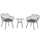 Ensemble table basse et 2 chaises de jardin en rotin PE et coussins gris