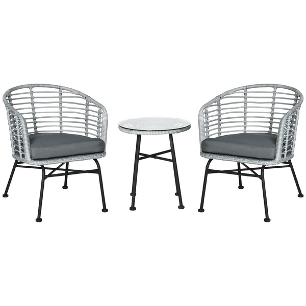 acquista Ensemble Table Basse et 2 Chaises de Jardin en Rotin Synthétique Gris