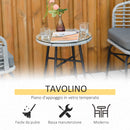 Set Tavolino e 2 Sedie da Giardino in Rattan Sintetico Grigio-5