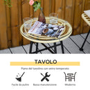 Set Tavolino e 2 Sedie in Rattan Polietilene Crema-6